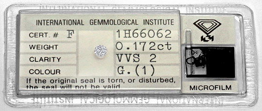 Foto 1 - Diamant 0,172 Brillant IGI Expertise Top Wesselton VVS2, D6328