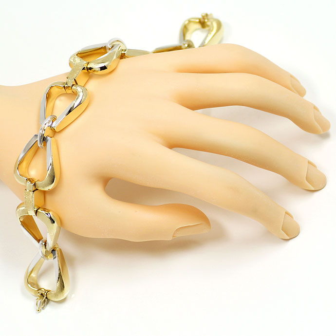 Foto 4 - Gold-Armband im Steigbügel Designer-Muster, Bicolor 14K, K2745