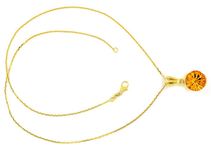 Foto 1 - Goldkette mit sensationell geschliffenem Citrinanhänger, R7632
