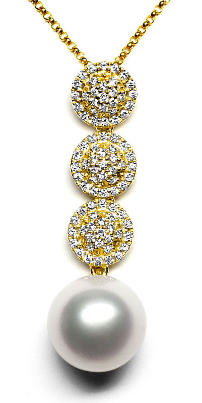 Foto 2 - Collier mit 11mm Südsee Perle und 87 Diamanten Gelbgold, S1224