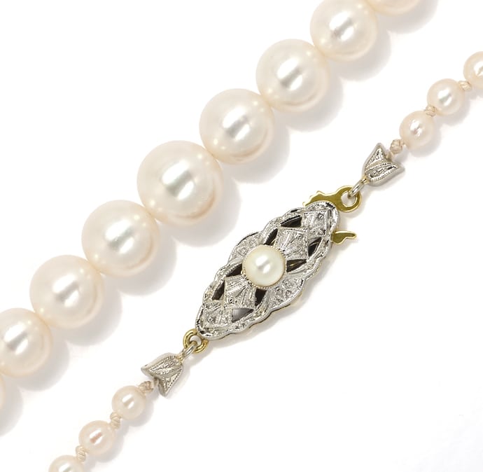 Foto 2 - Edle Perlenkette im Verlauf bis 7,7mm mit Gold Schließe, S1317