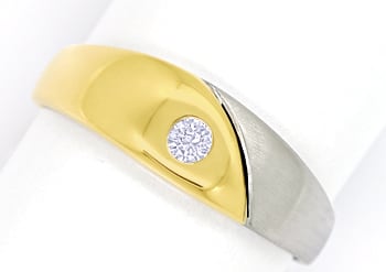 Foto 1 - Diamantbandring mit Brillant-Solitär Gelbgold-Weißgold, S1765