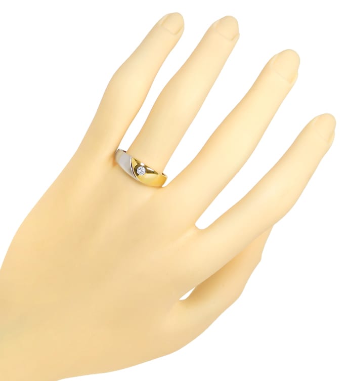 Foto 4 - Diamantbandring mit Brillant-Solitär Gelbgold-Weißgold, S1765