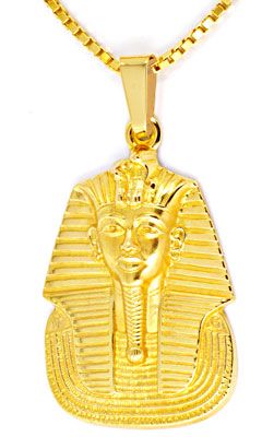 Foto 1 - Pharao Kopf Anhänger extramassiv, Kette 18K Gelb, S8982